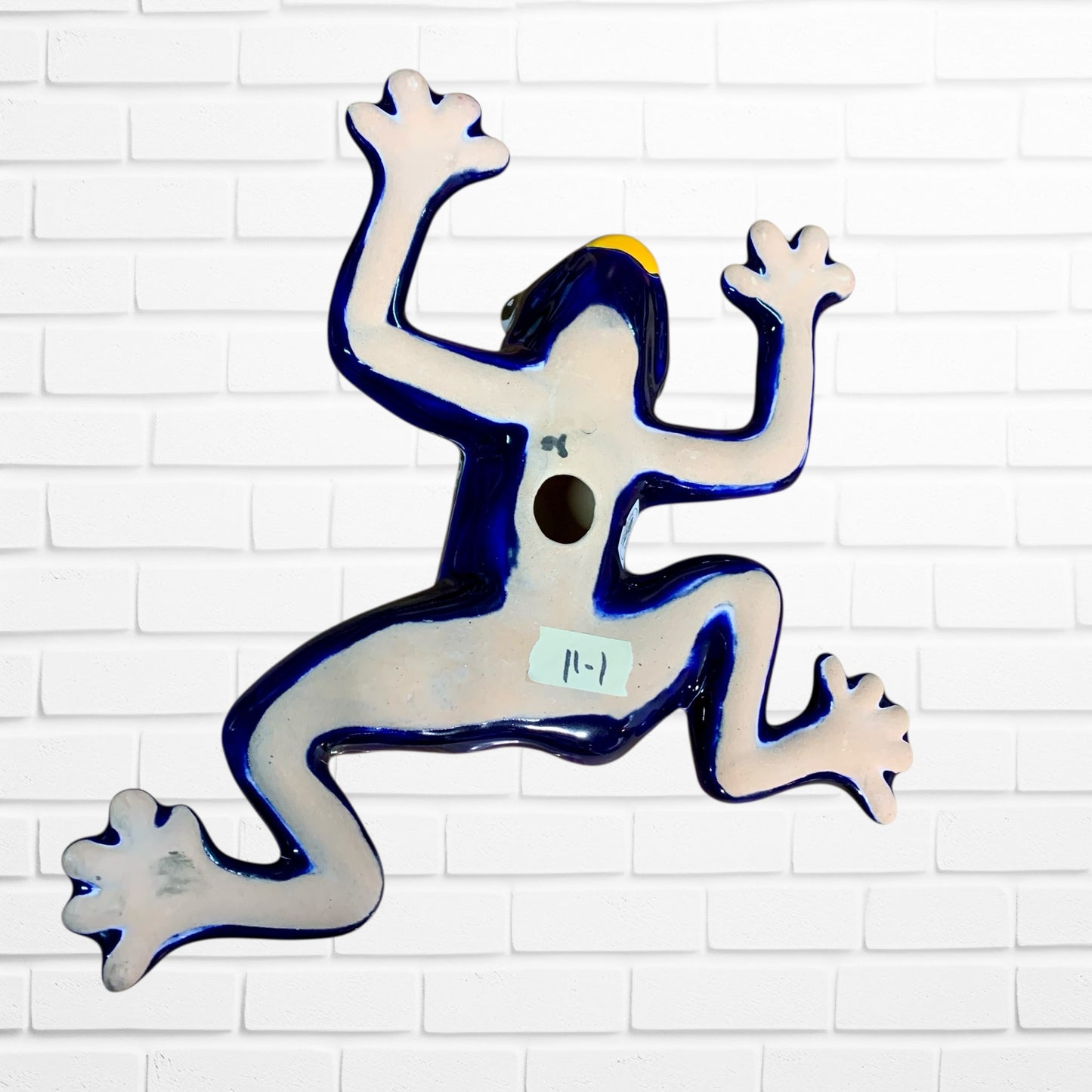 Talavera wall frog Gordo in azul cobalt Back