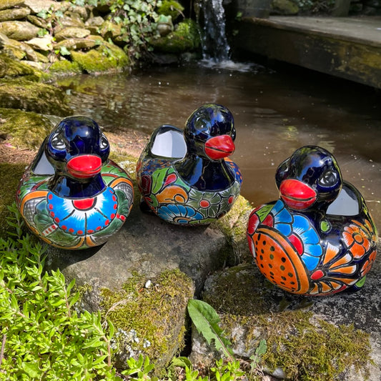 Three Talavera Duck Planting Pots