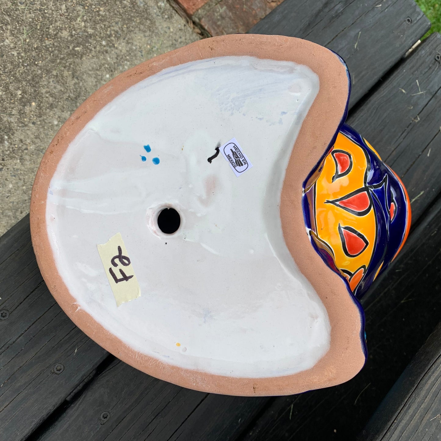 Talavera frog planting pot bottom