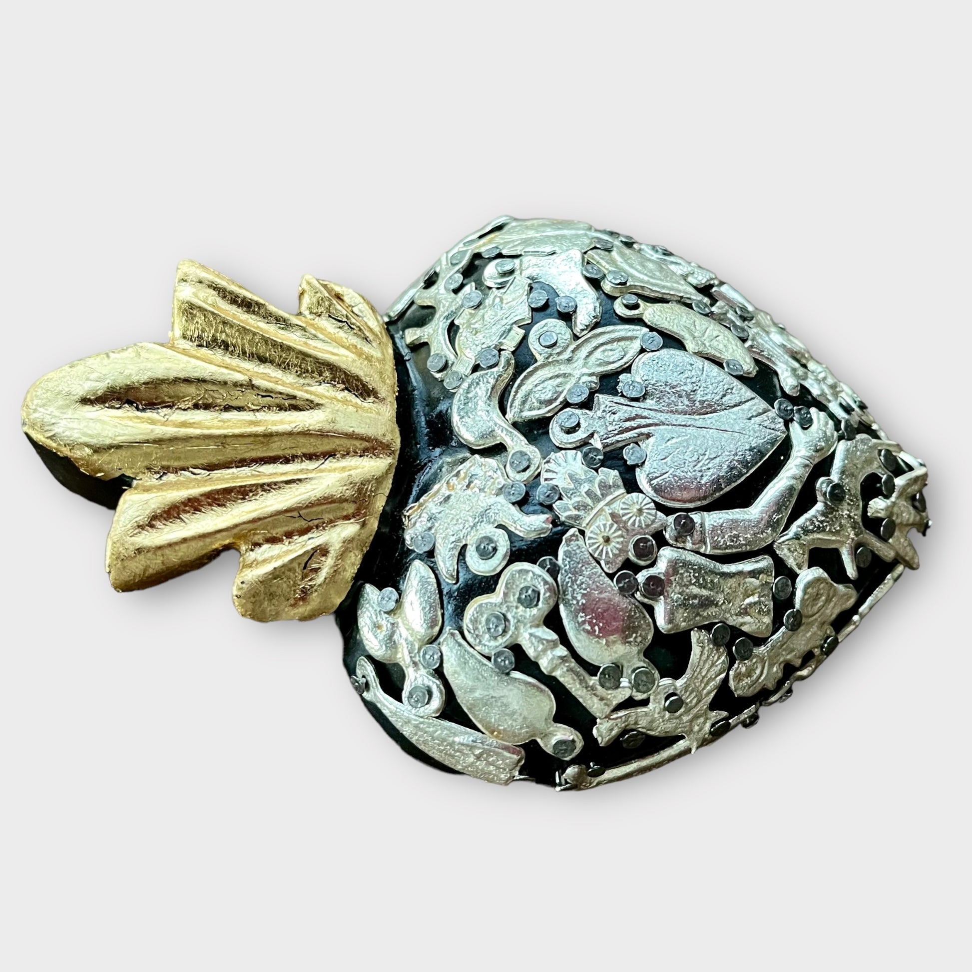 Mexican Milagros charms wood heart corazon left side