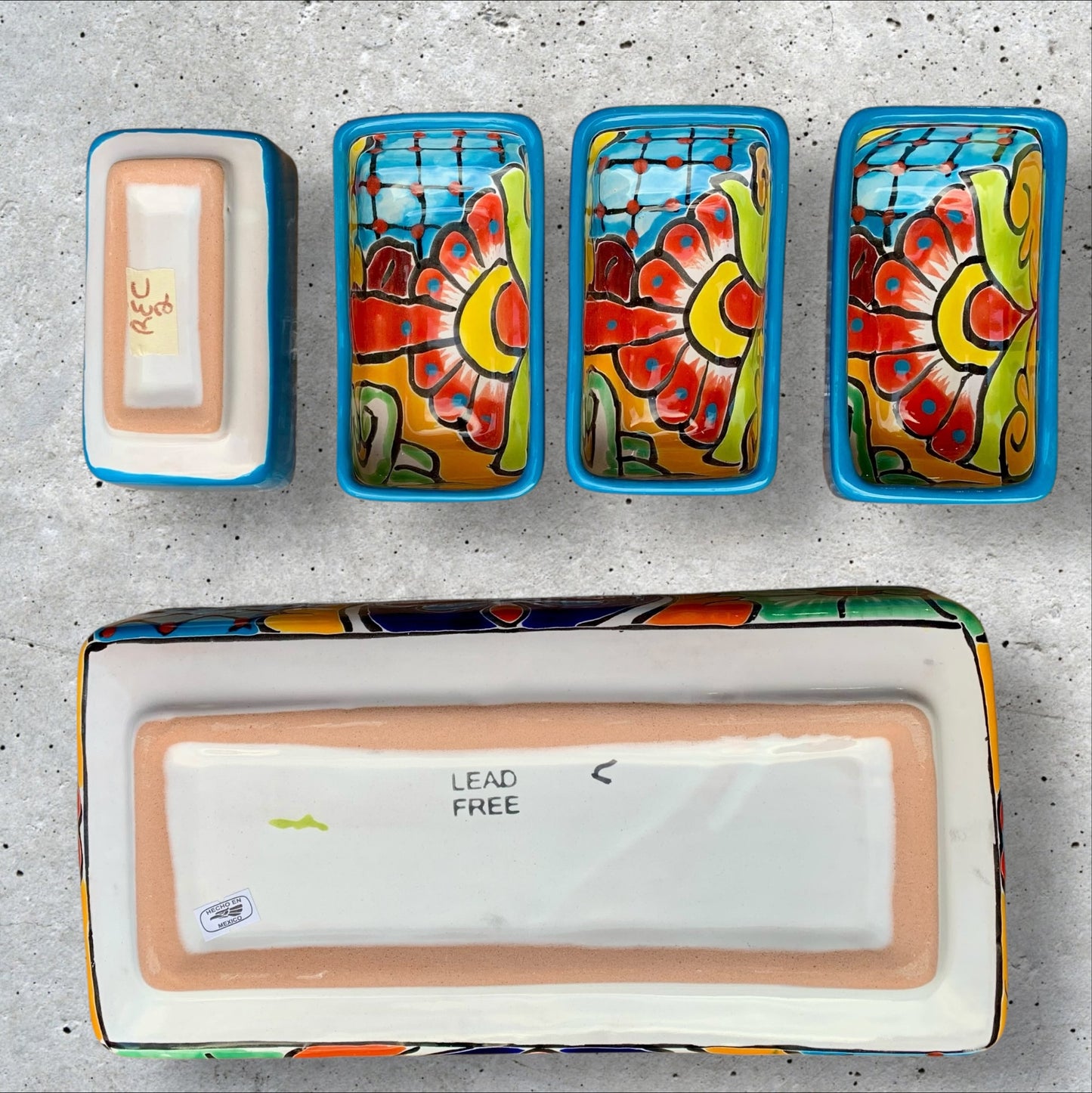 Talavera pottery sectional serving dish rectangle Bottom