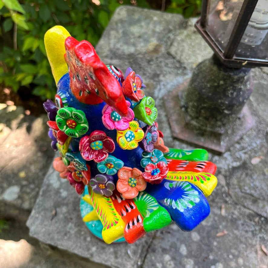 Ortega Floral Rooster Folk Art Top