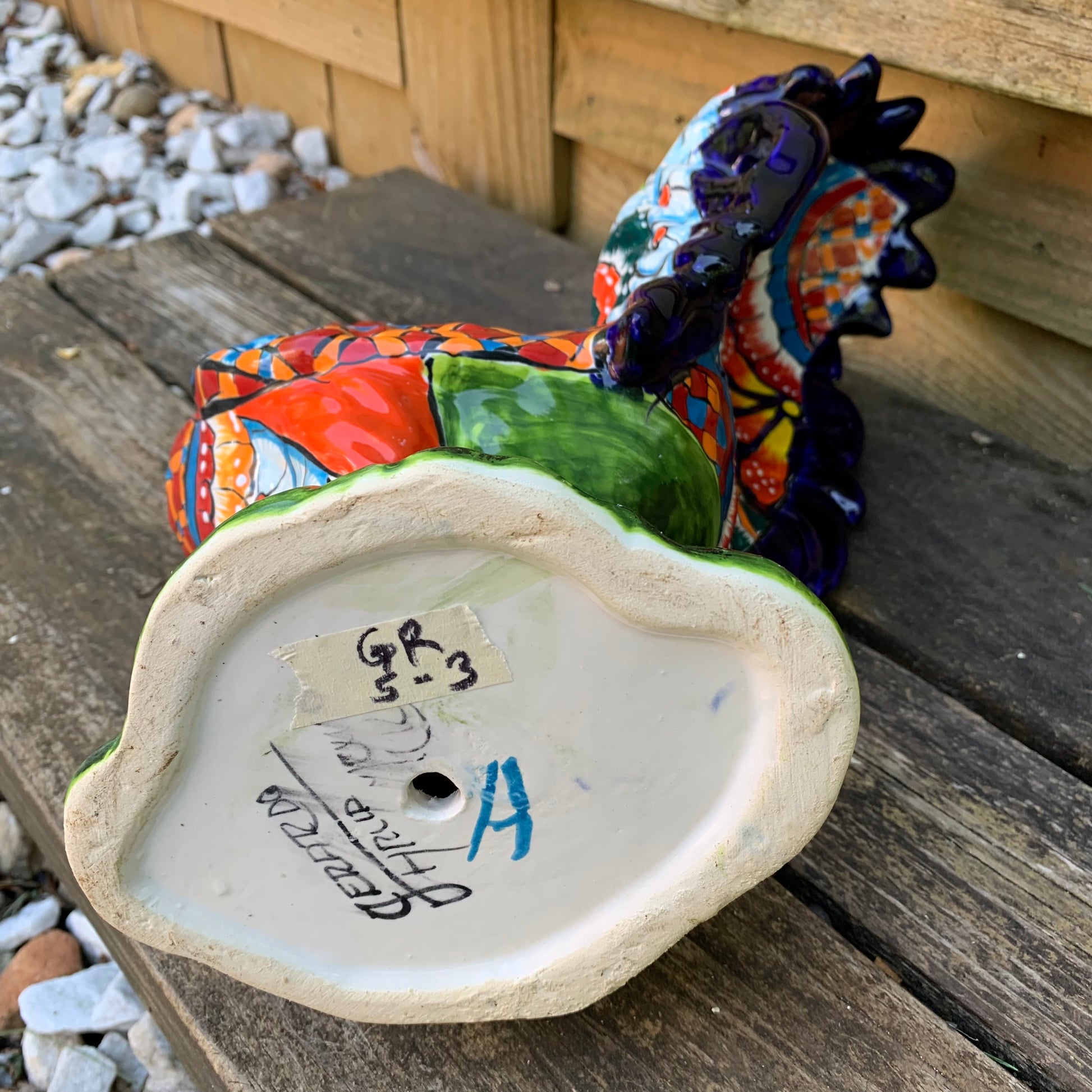 Talavera classic rooster bottom signature