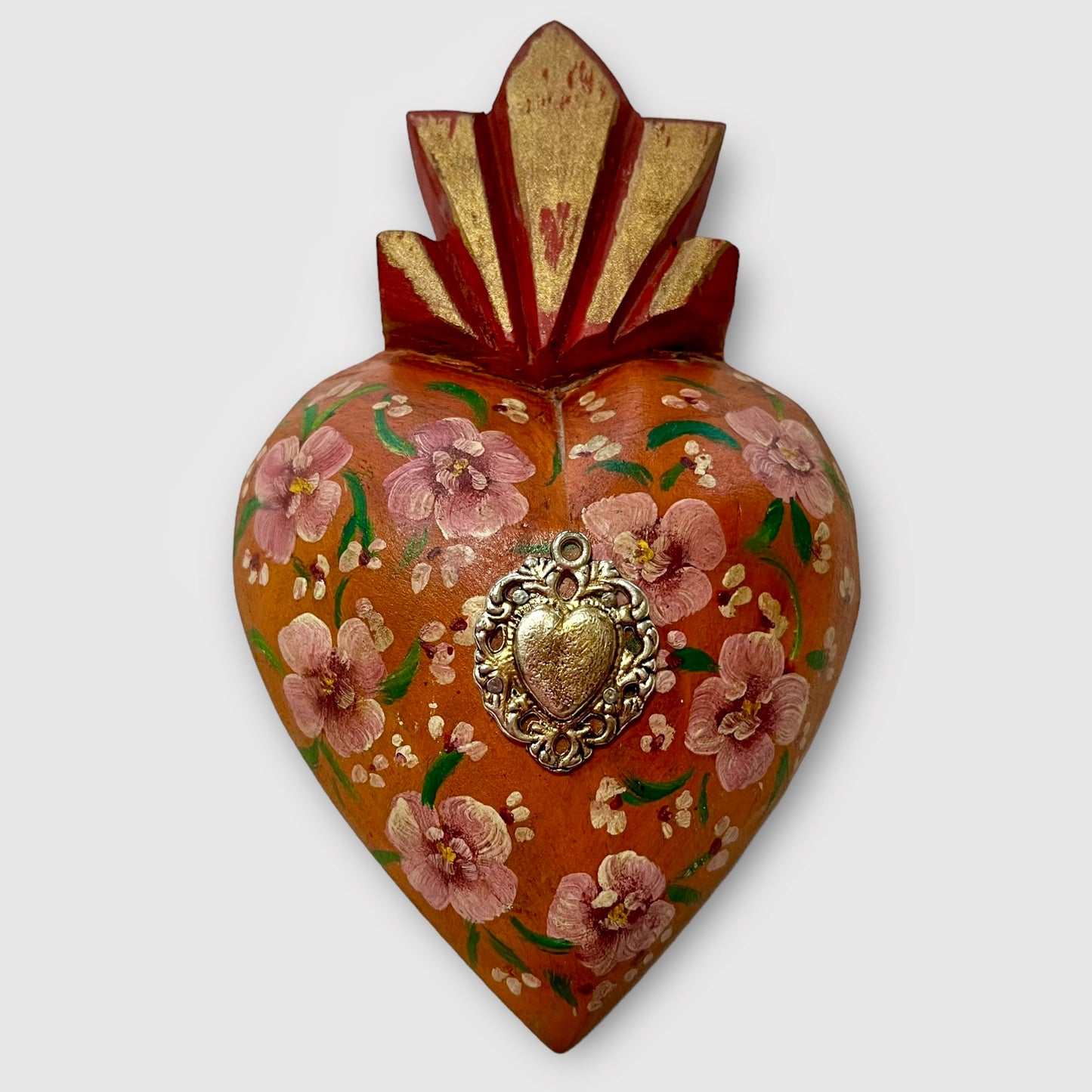 Heart Decorado Milagros Folk Art Style One