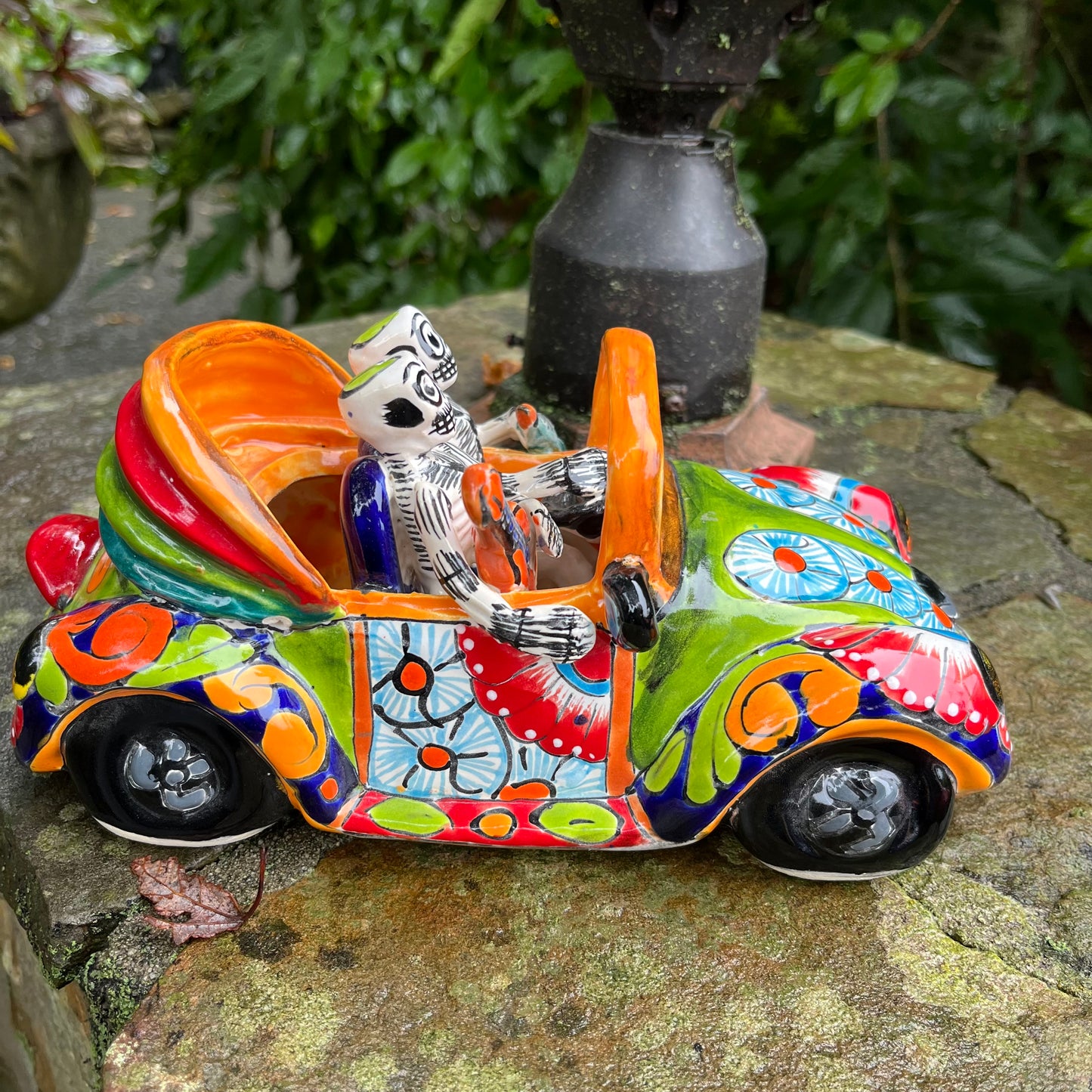 Mexican talavera catrinas convertible car side