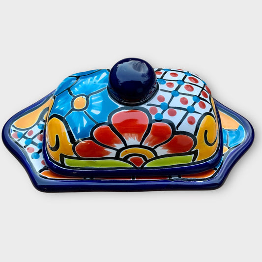 Mexican talavera Butter dish with lid