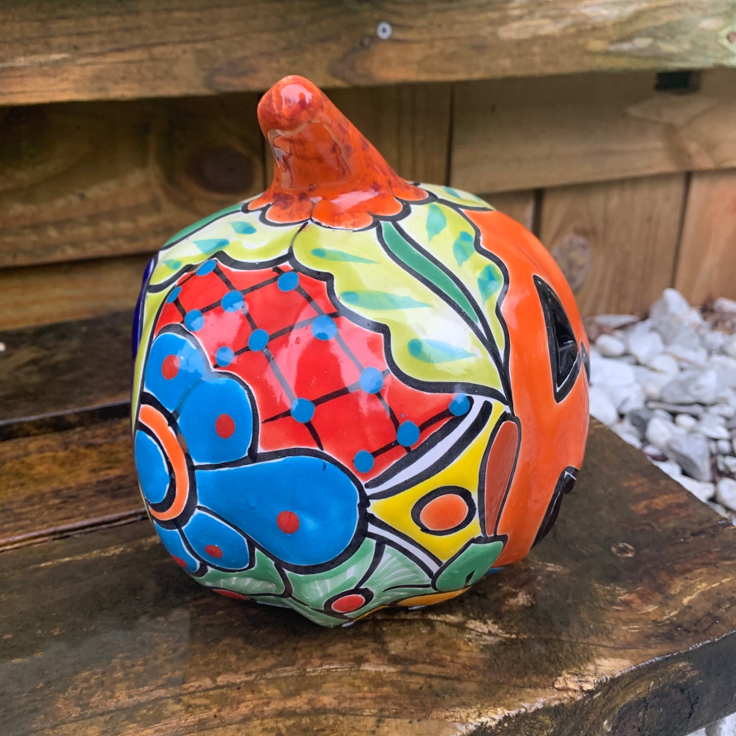 Mexican Talavera pumpkin JOL left side