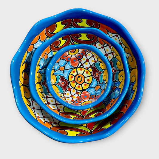 Mexican Talavera Nesting bowl set Turquoise