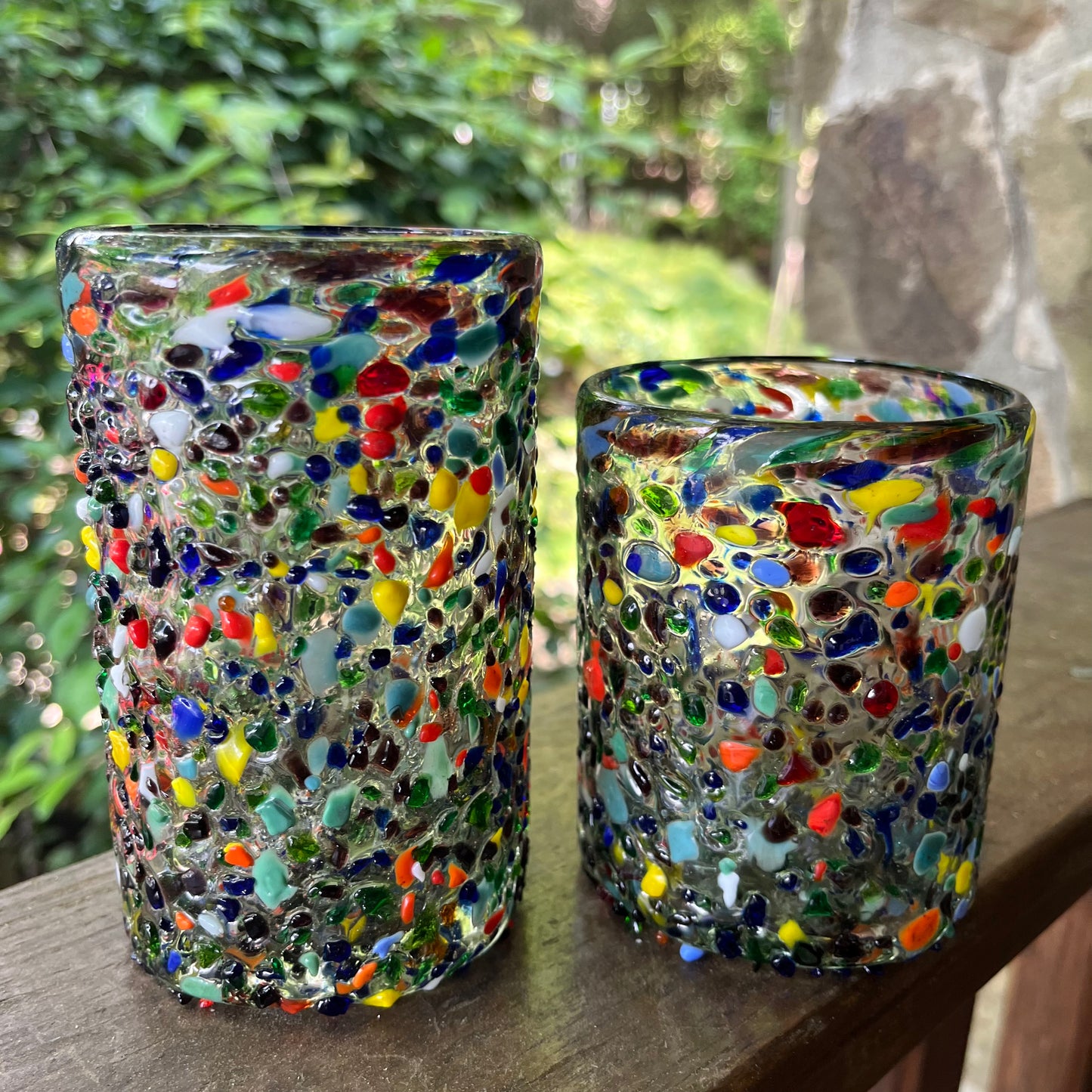 Hand Blown Confetti Drinking Glasses