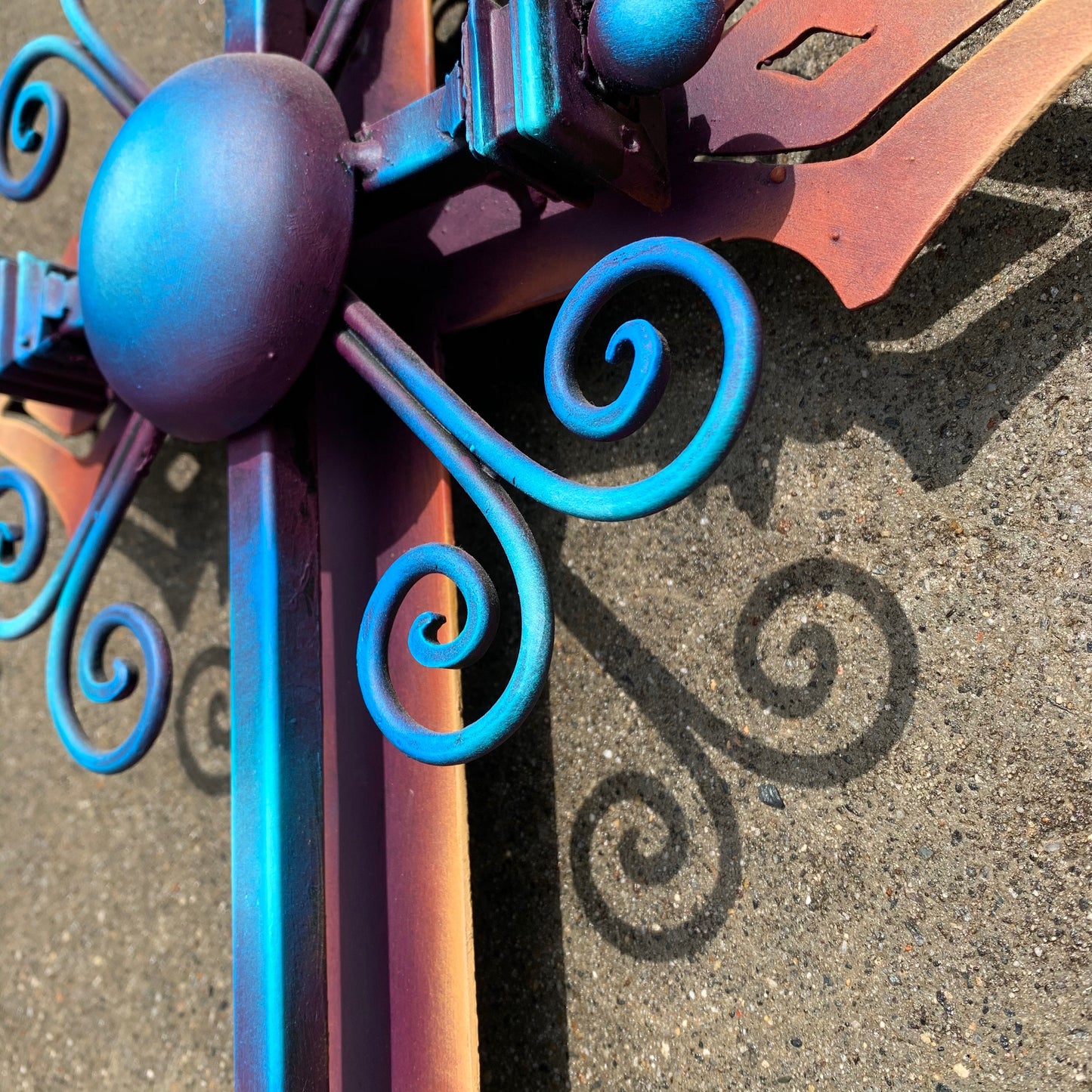 Metal Cross with Blue Medallion