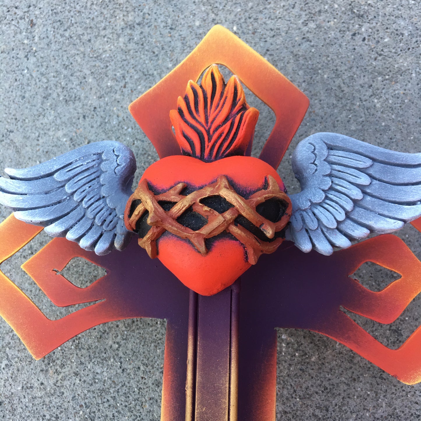 Winged Sacred Heart Cross