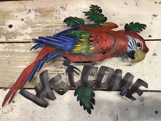 Handcrafted Welcome Parrot