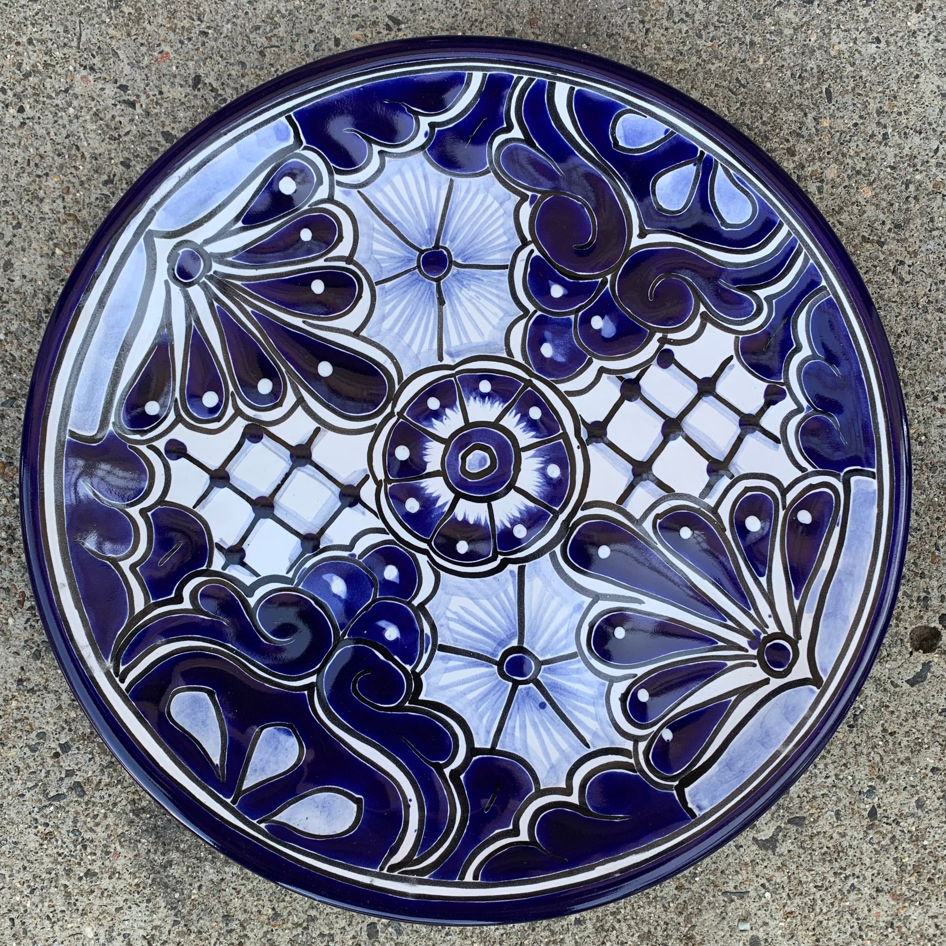 talavera blue white large plate platter