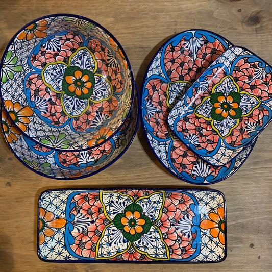 Talavera Peach Flora Serving Pieces