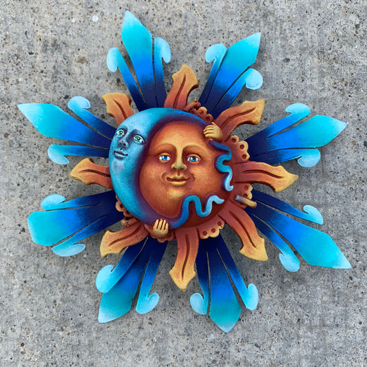 metal art sun moon sculpture