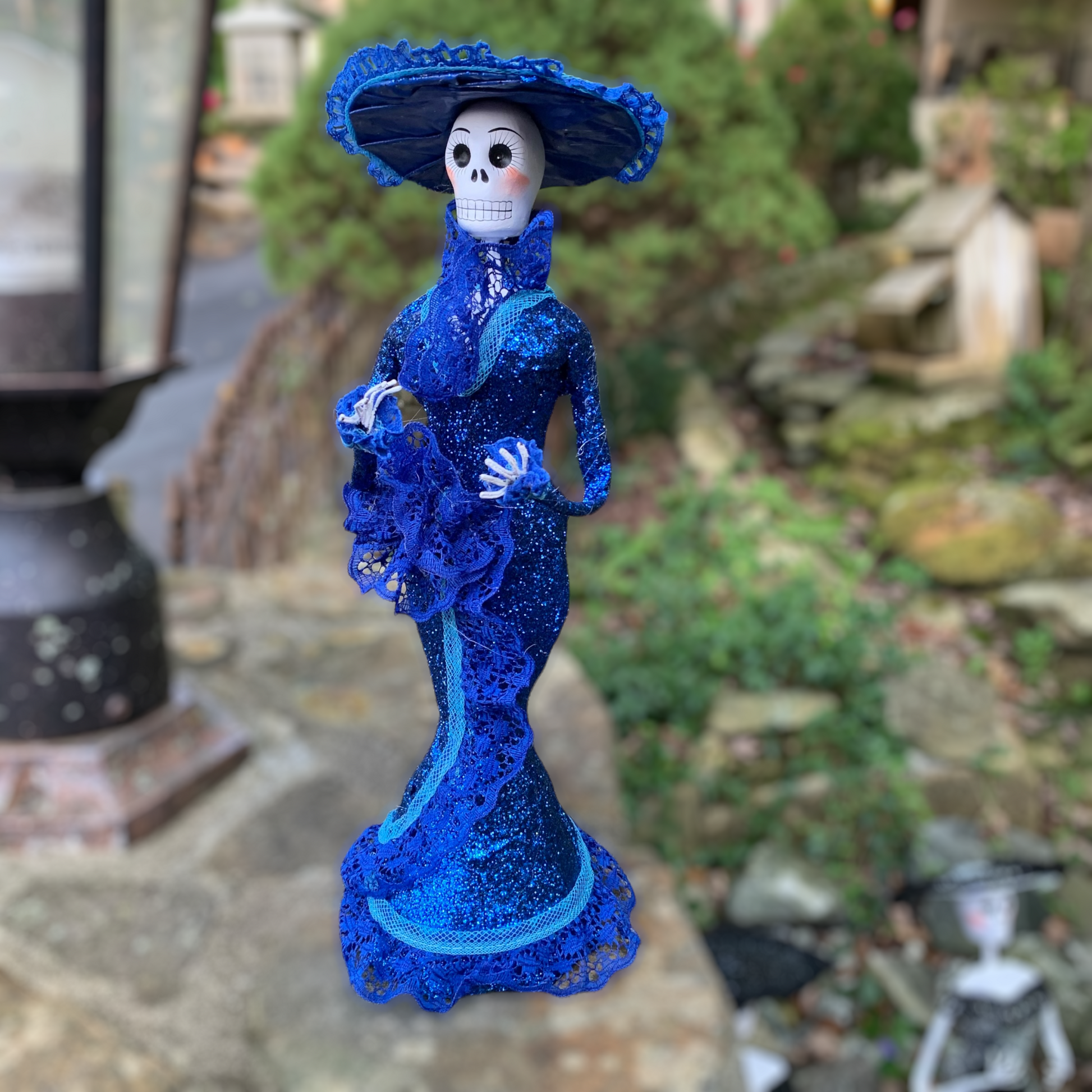 Paper Mache Mexican Catrina Skelton Doll Dolls