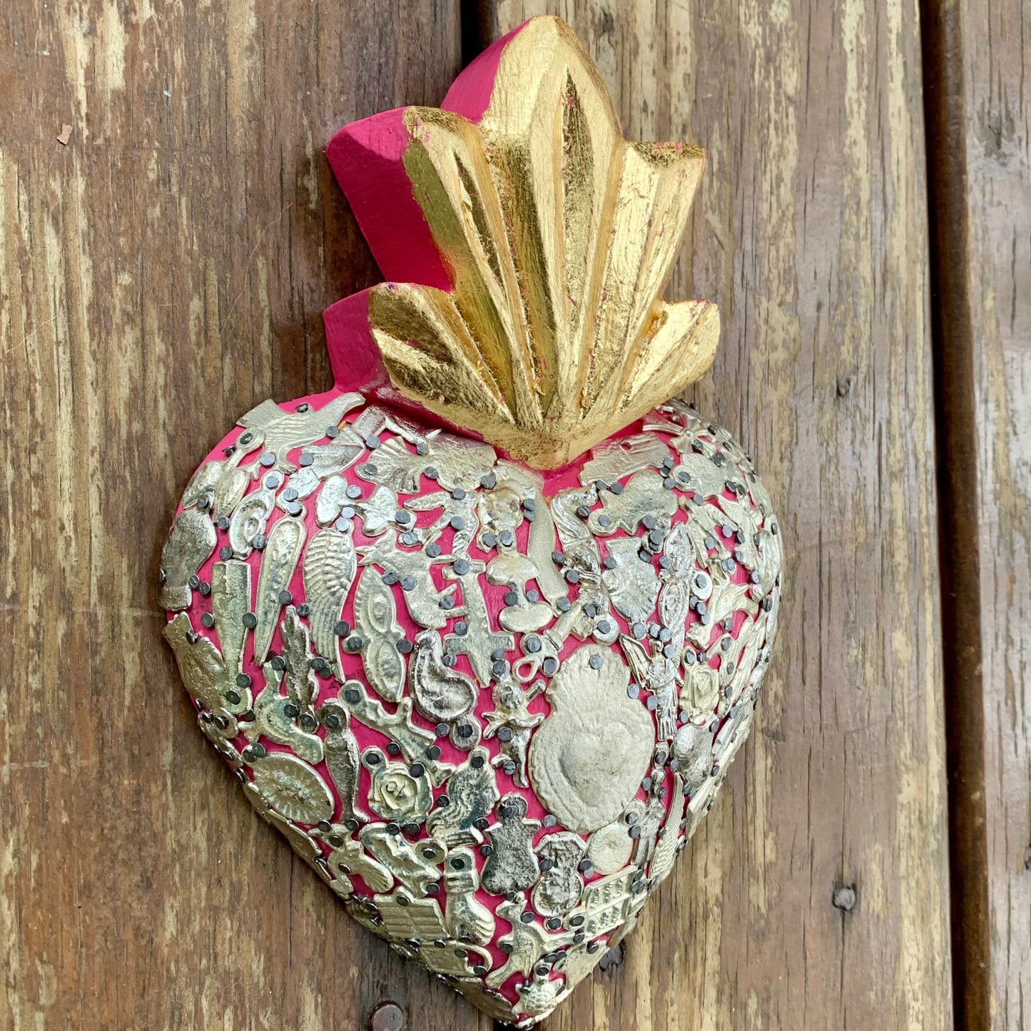 Mexican Milagros sacred wood heart Corazon