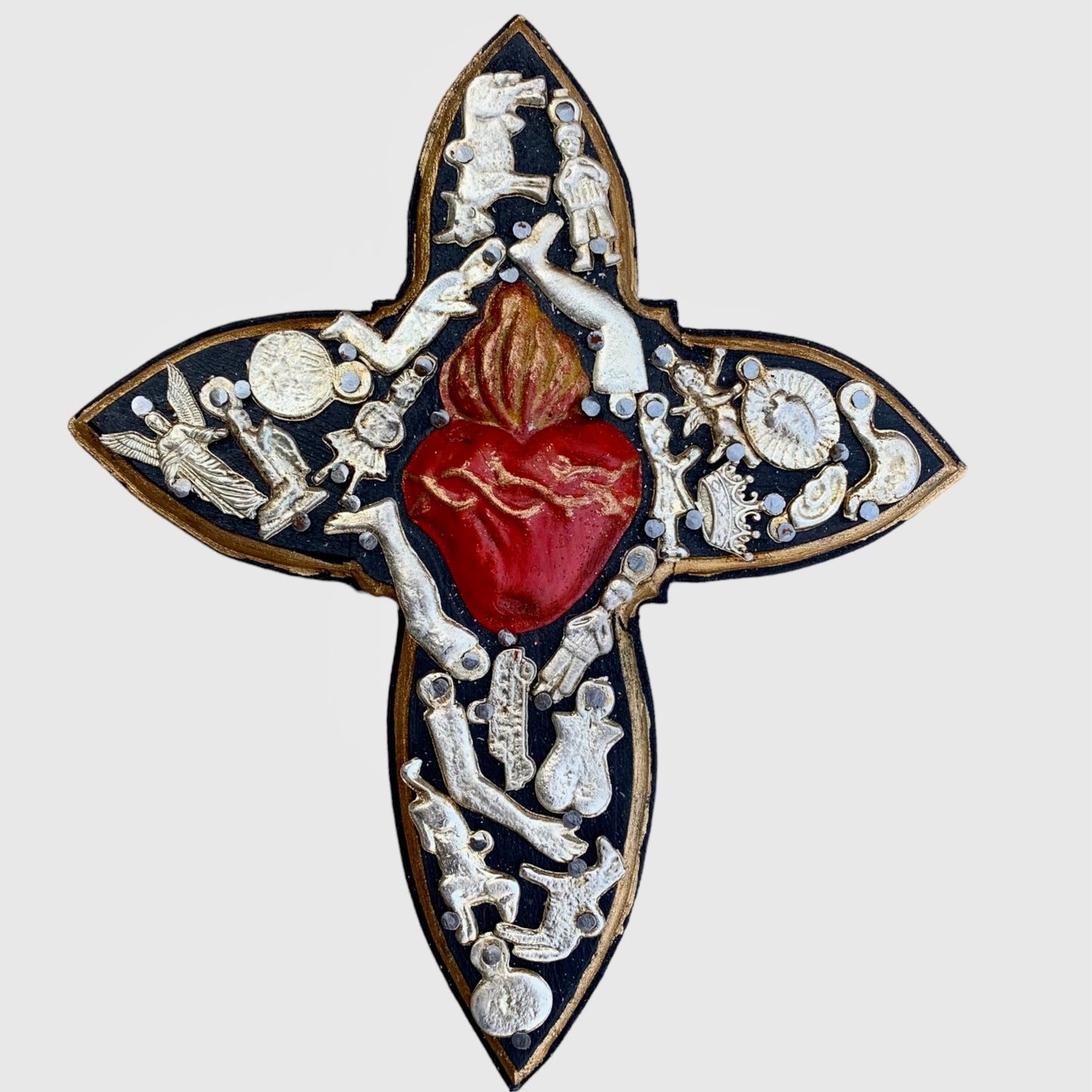 Milagros Wood Sacred Heart Cross
