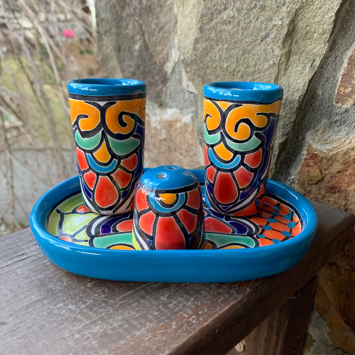 Talavera tequila shot set