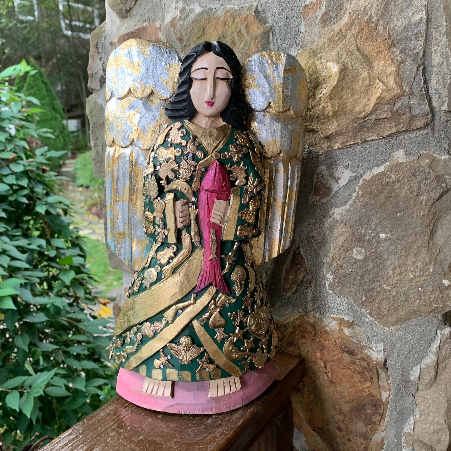 Wood Mexican Milagaros Guardian Angel Milagro charms