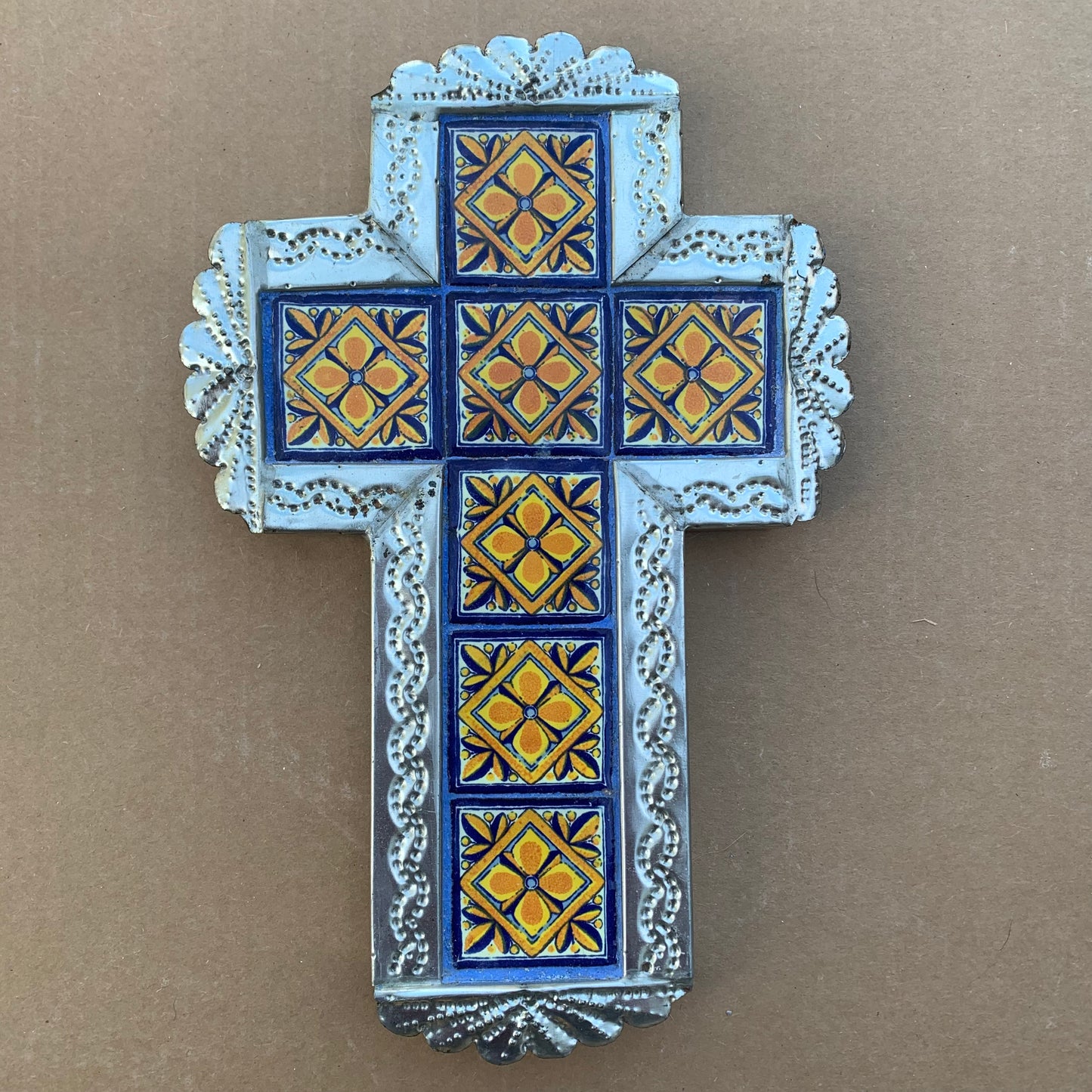 punched tin talavera cross