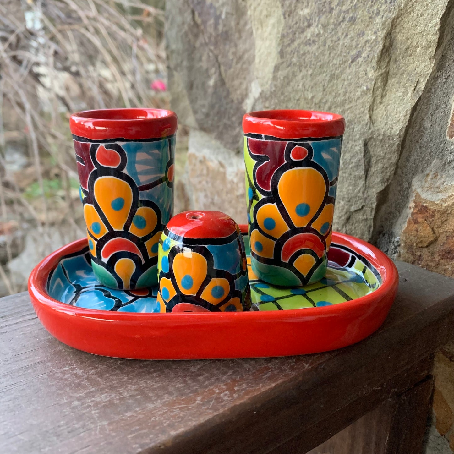 Talavera Tequila shot set