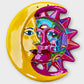 Folk art sun and moon eclipse