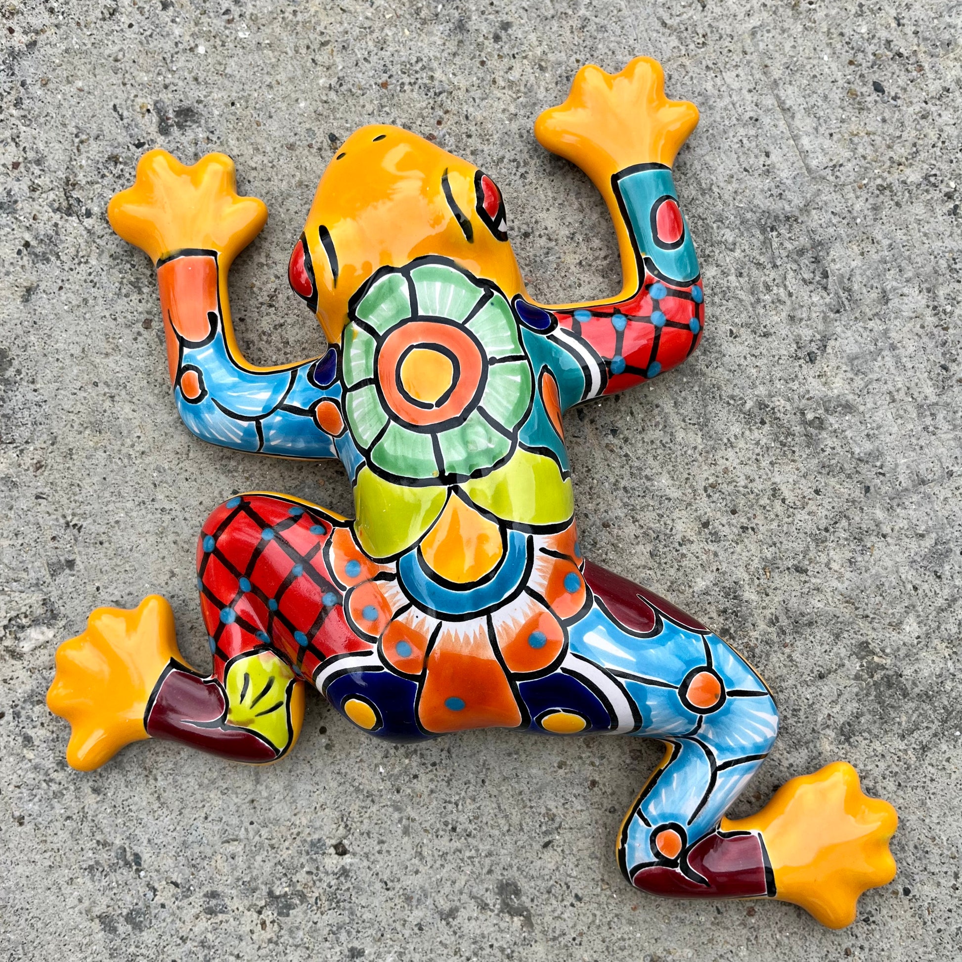 Colorful Talavera Frog Statue  Hand-Painted Mexican Art (Large Size)