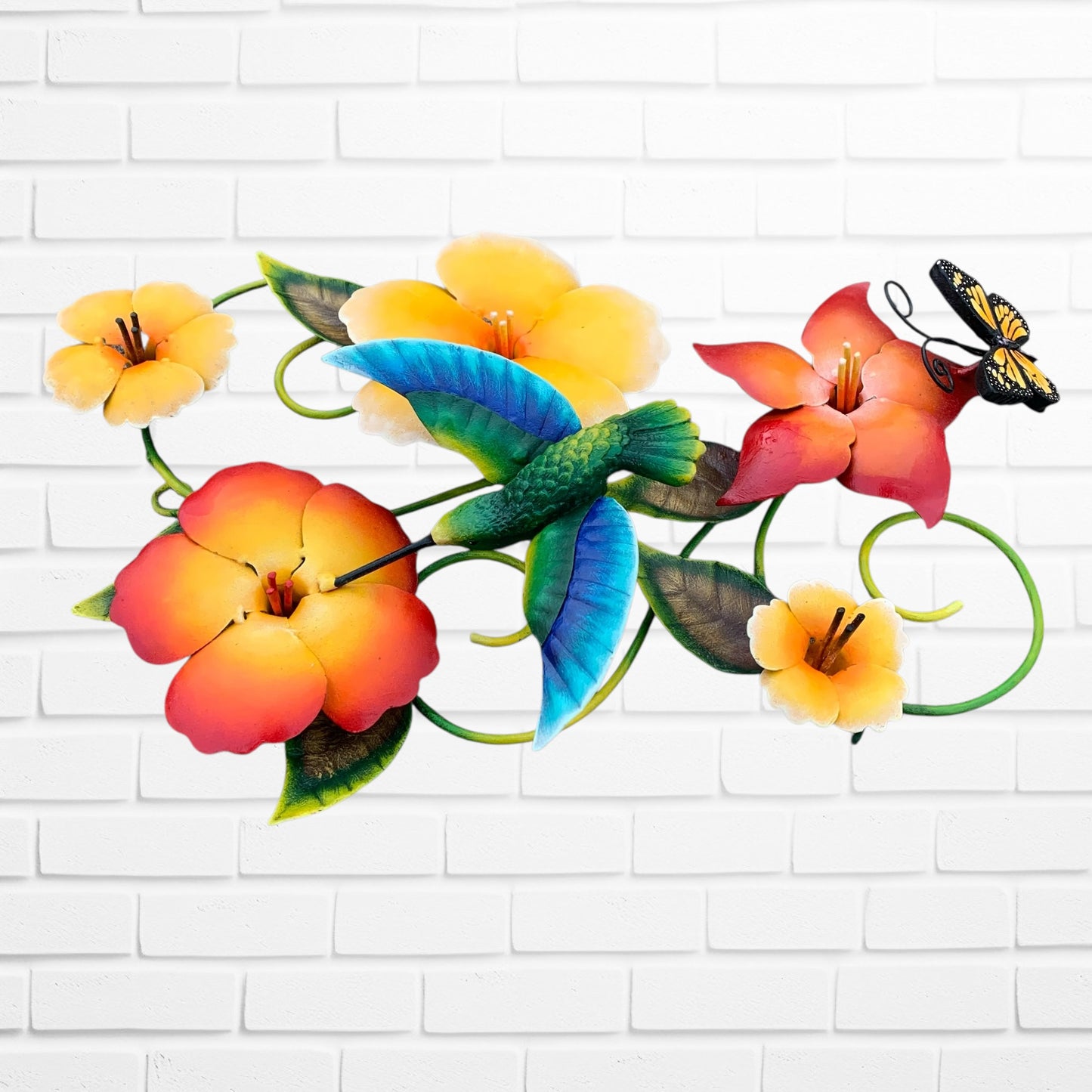 Hummingbird Butterfly Tropical Floral 3D side view