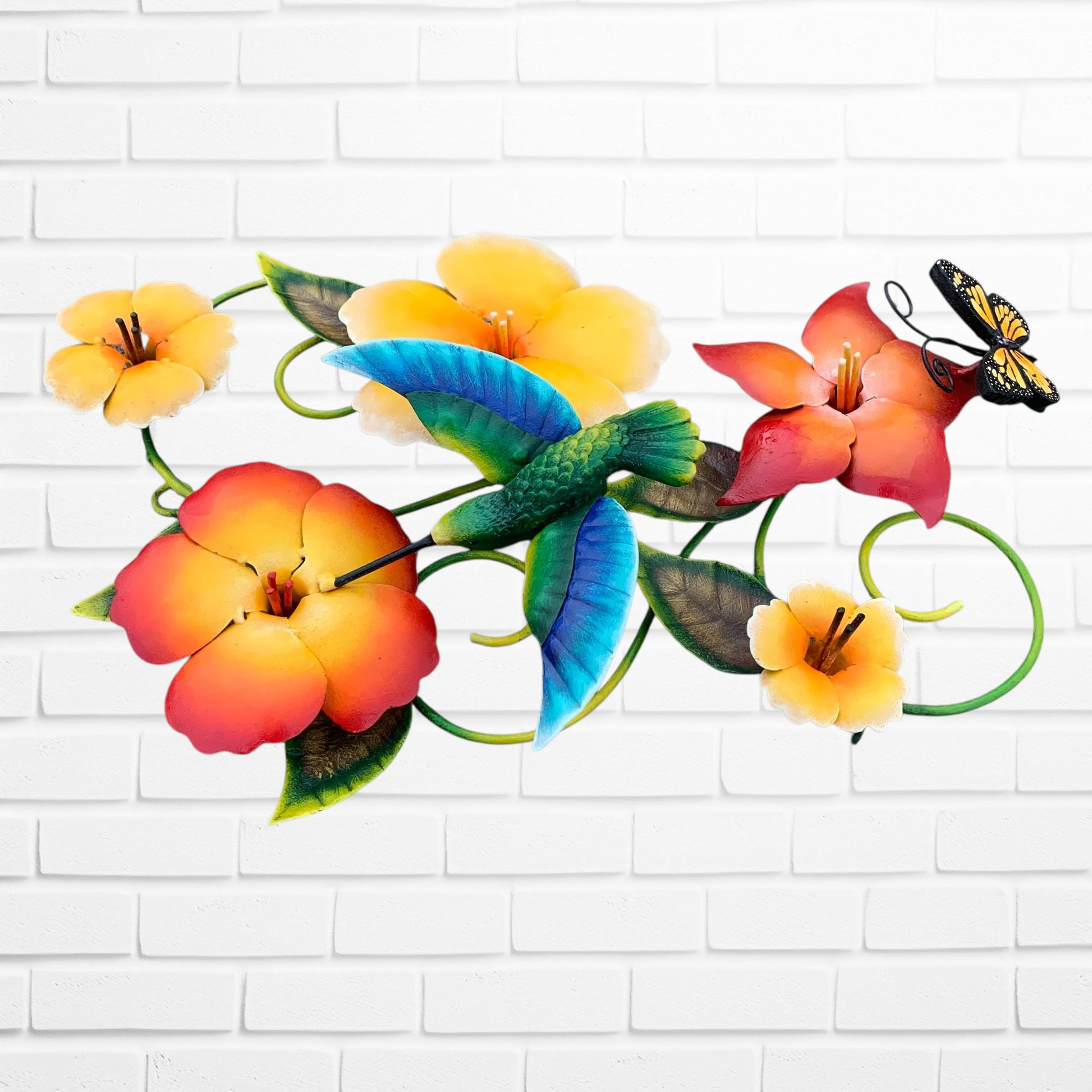 Hummingbird Butterfly Tropical Floral 3D side view