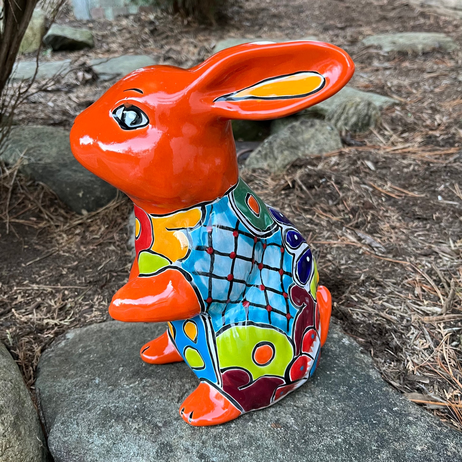 Talavera Rabbit Bunny Figurine - Handpainted Conejo Coneja | MexDecor