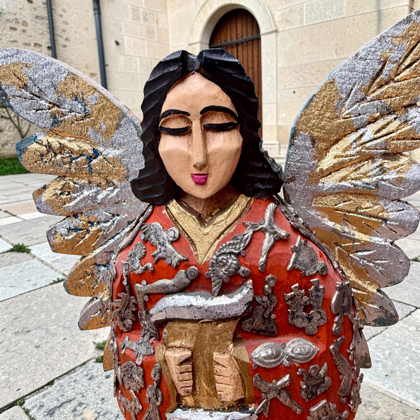 Milagros Guardian Angel Holding Scroll