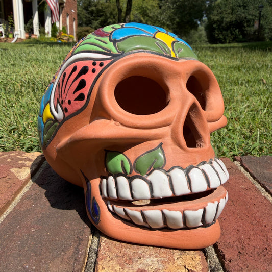 Rustic Clay Painted Sugar Skull