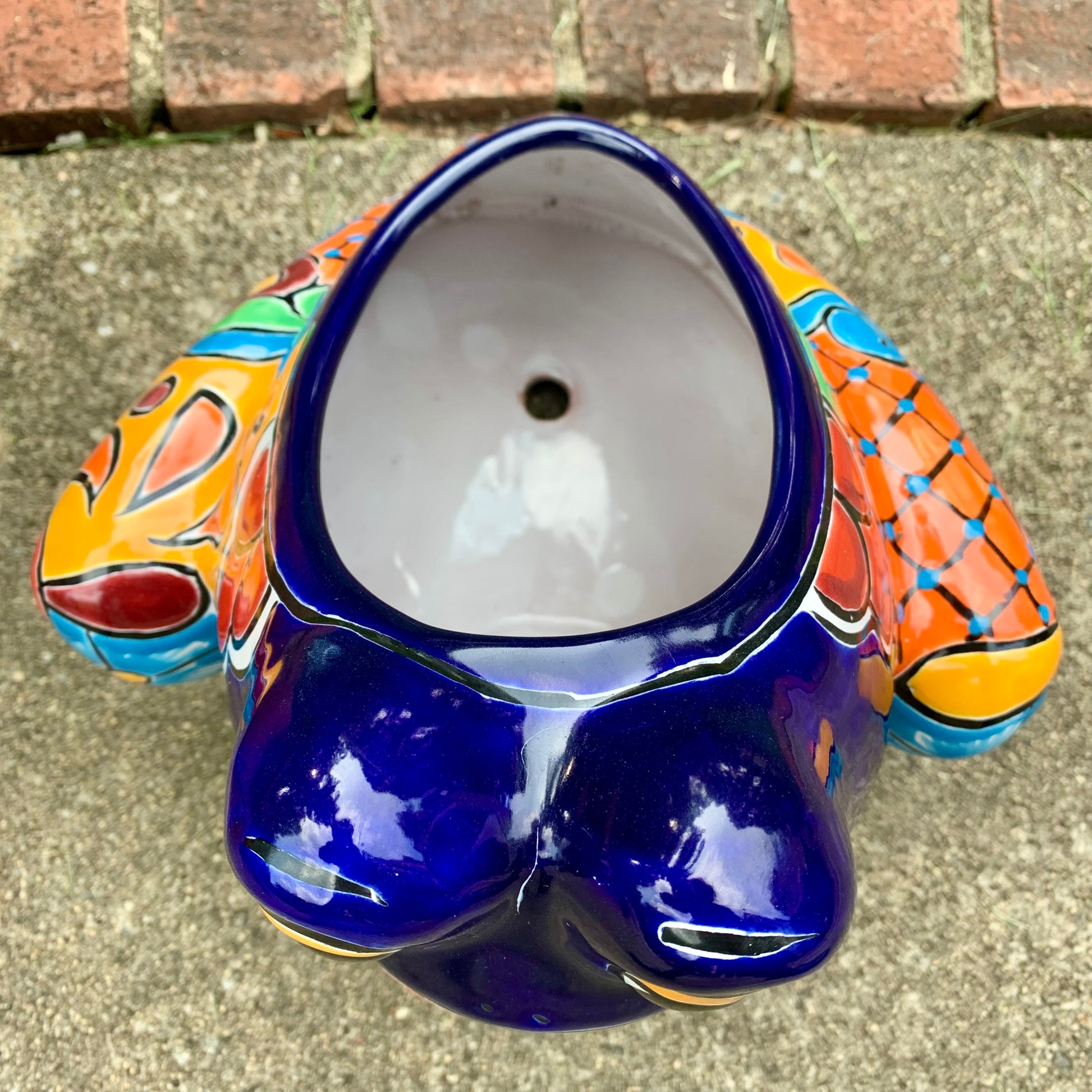 Talavera frog planting pot top 