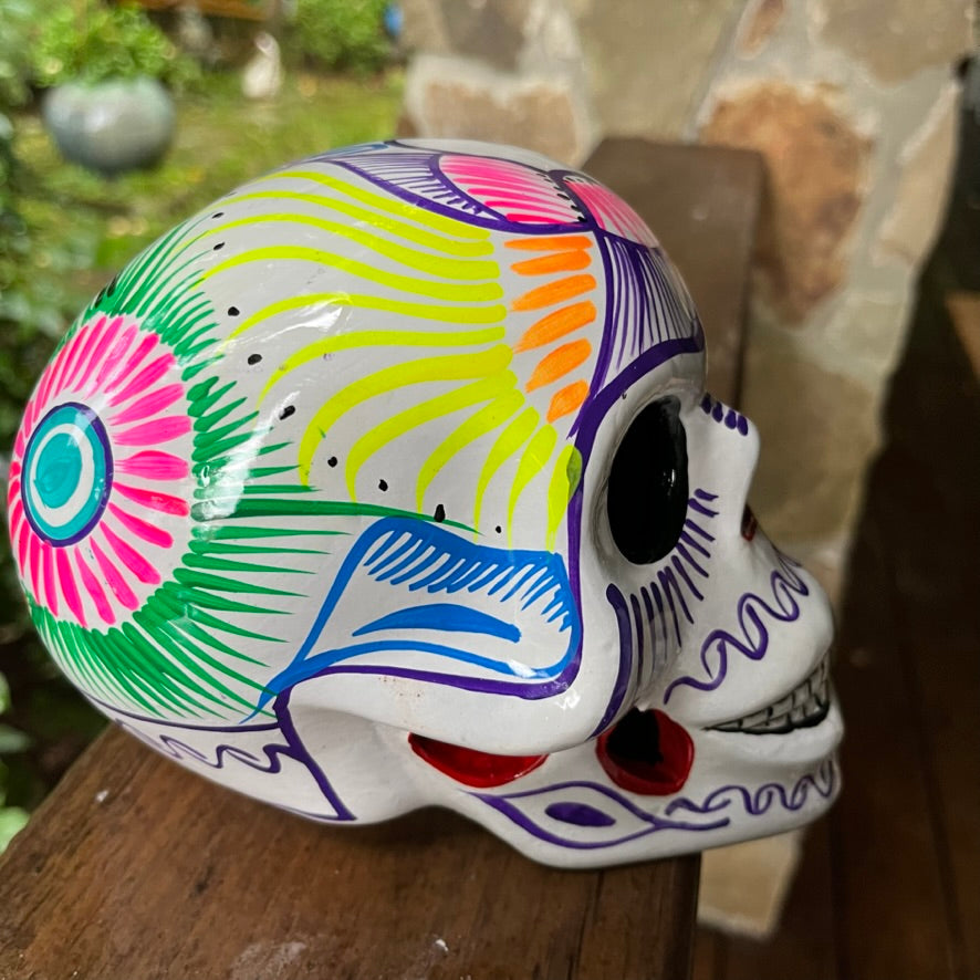 mexican sugar skull hand painted folk art side two