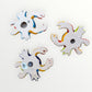 Back view of Talavera ceramic Crab set Showing hole to hang.