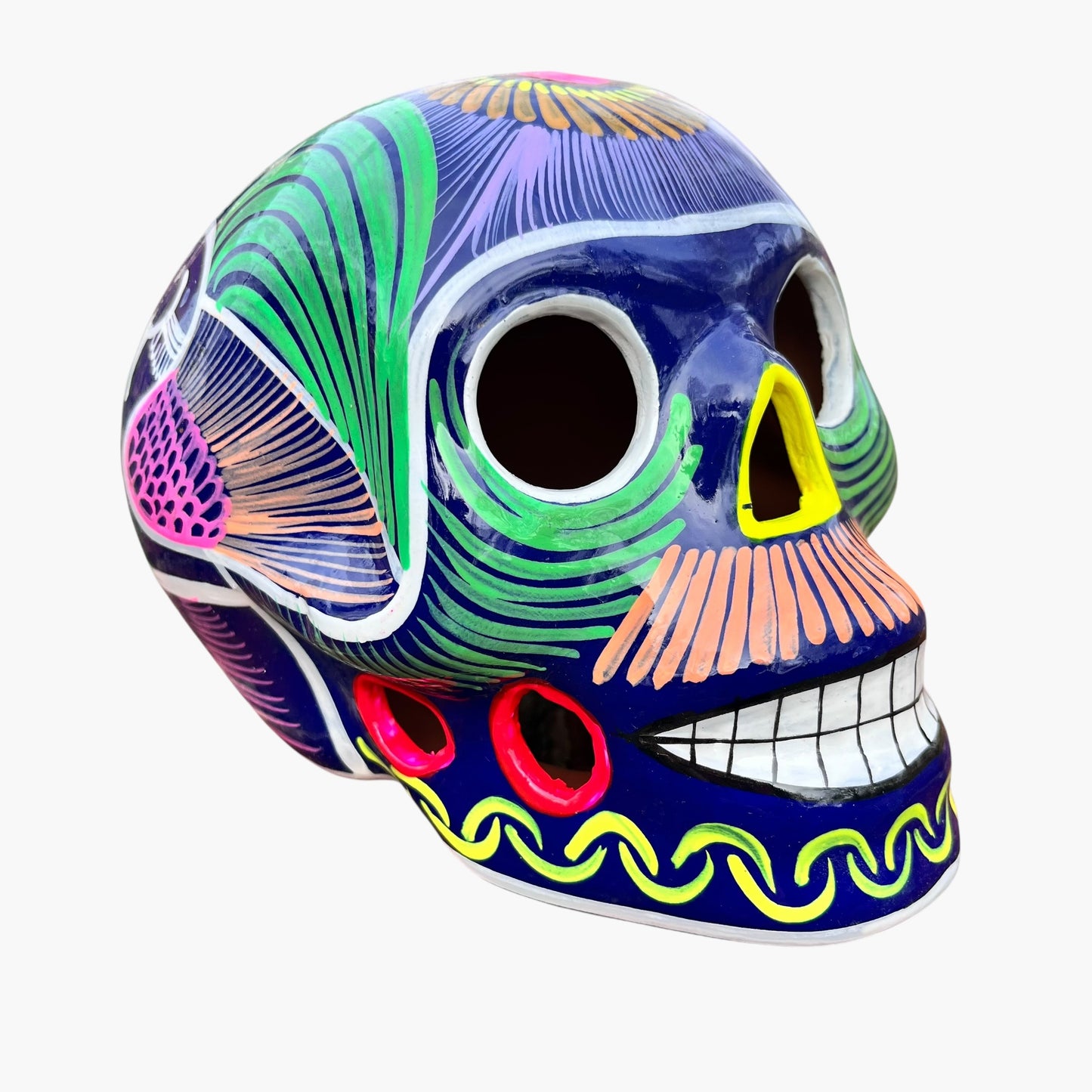 Mexican sugar skull large painted in multicolor bright designs