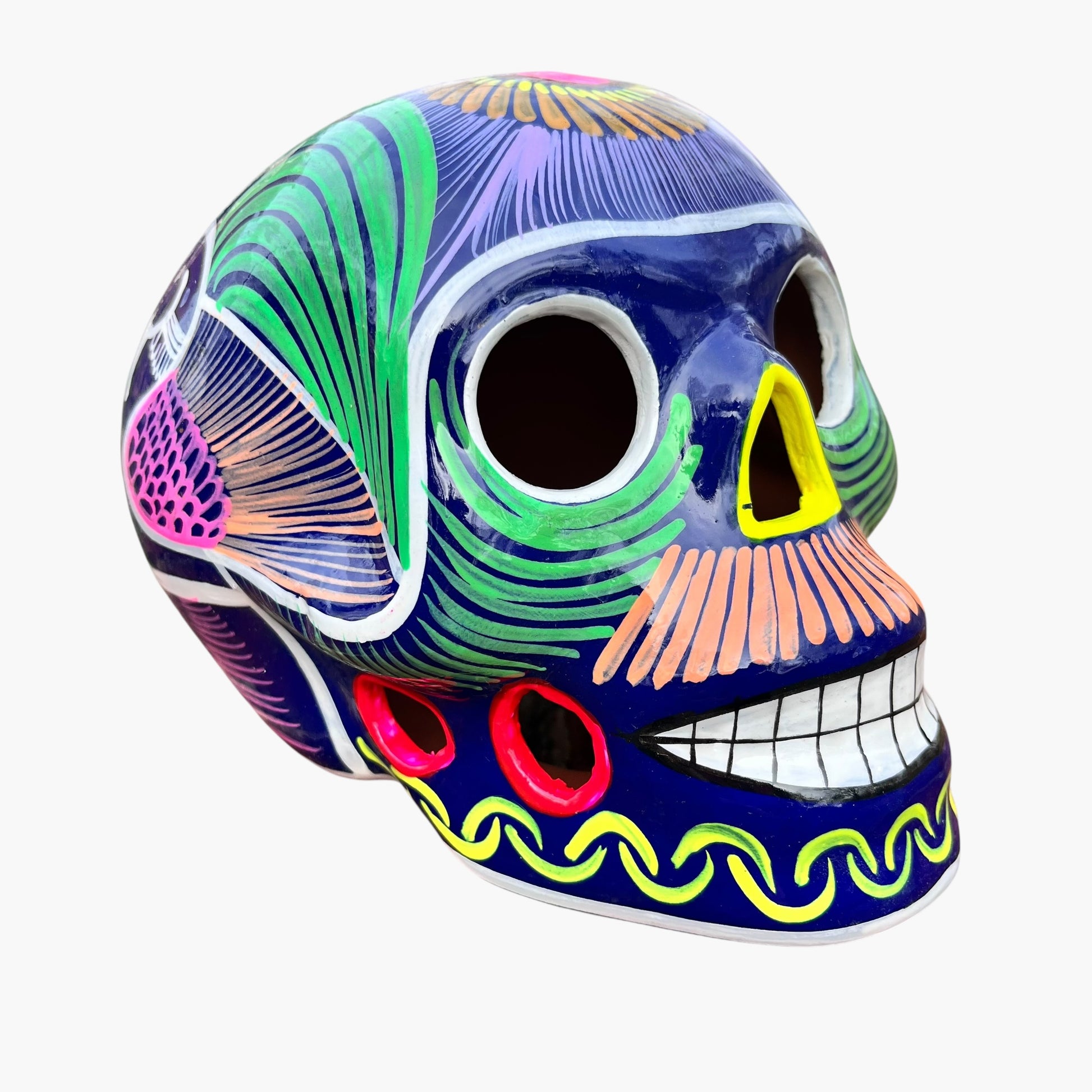 Mexican sugar skull large painted in multicolor bright designs