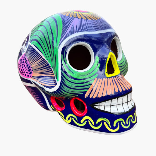 Mexican sugar skull large painted in multicolor bright designs