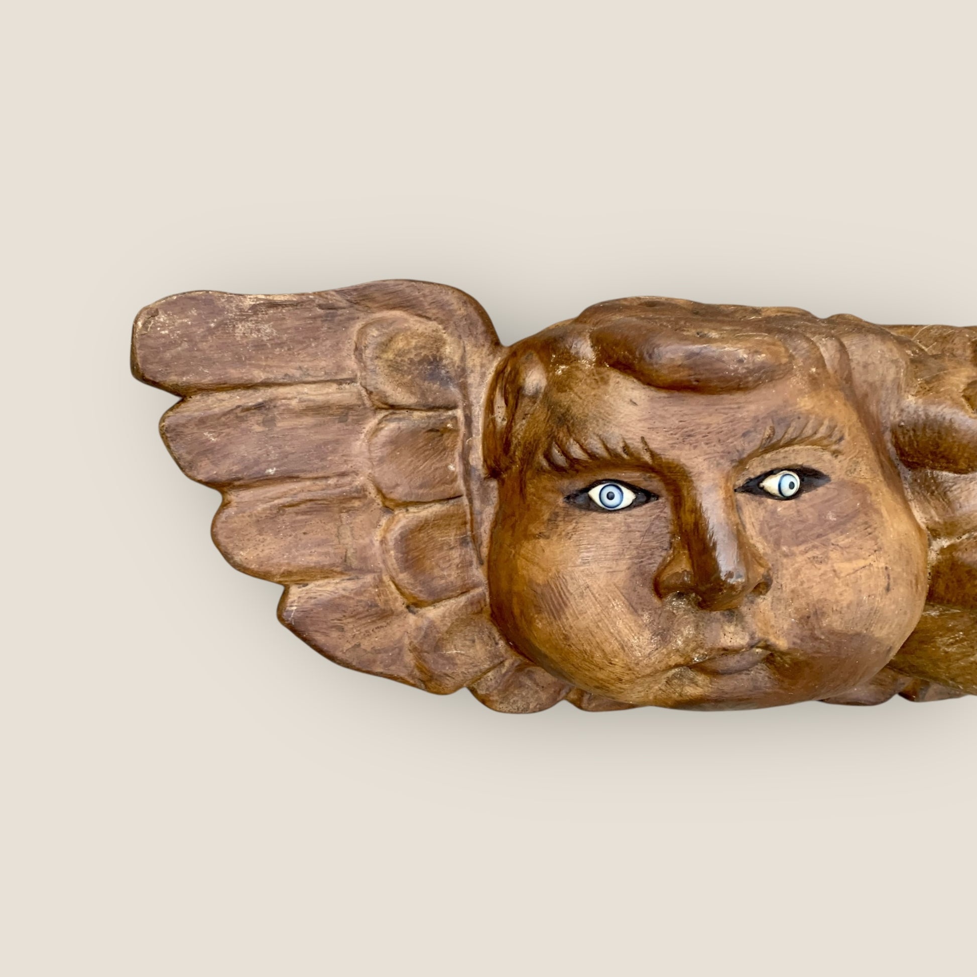 Wood Winged Cherub Rustic Grande left wing