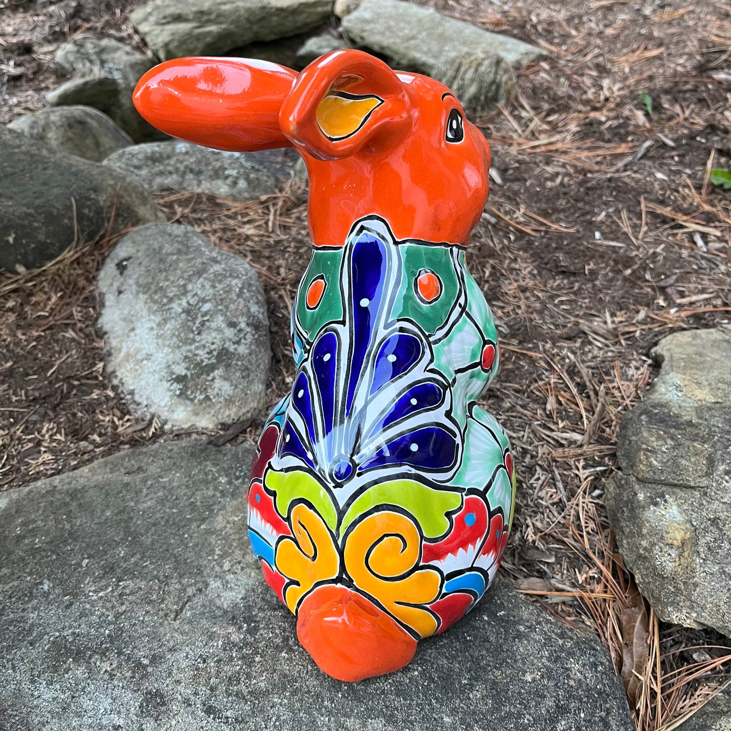 Talavera Rabbit Bunny Figurine - Handpainted Conejo Coneja | MexDecor