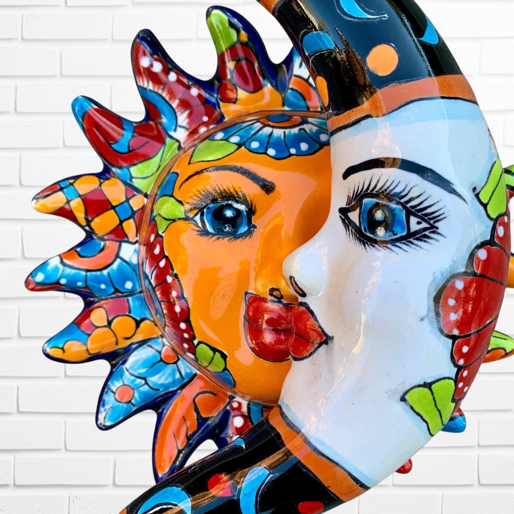 Close-up of sun and moon face