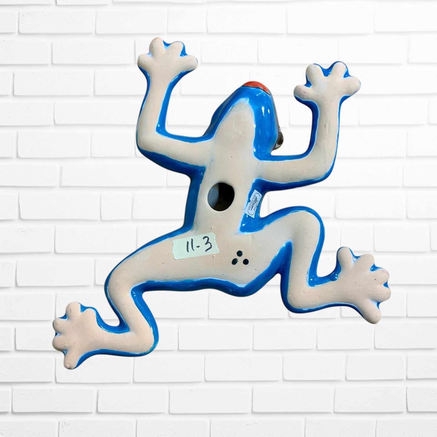 Talavera wall frog Gordo in turquoise Back