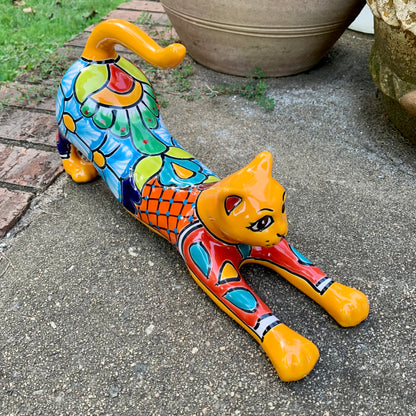 Stretching kitty cat Amarillo yellow