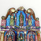 Mexican wood red table with Catholic Saints in Niches Top section