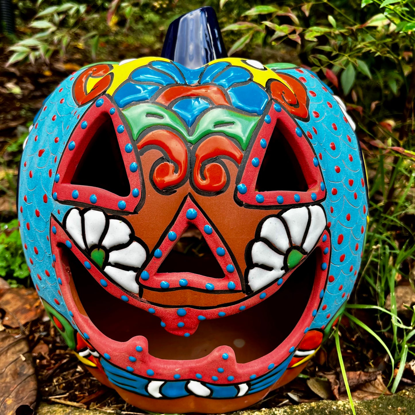 Painted Clay Art Pumpkin Calabaza