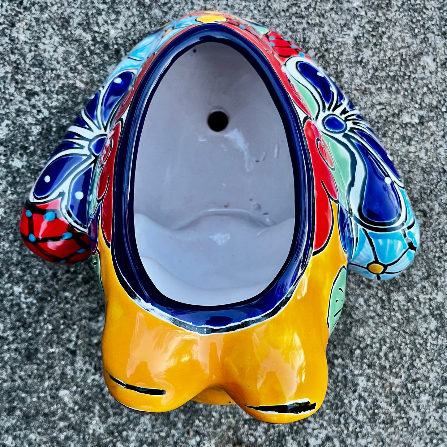 Talavera frog planter pot top