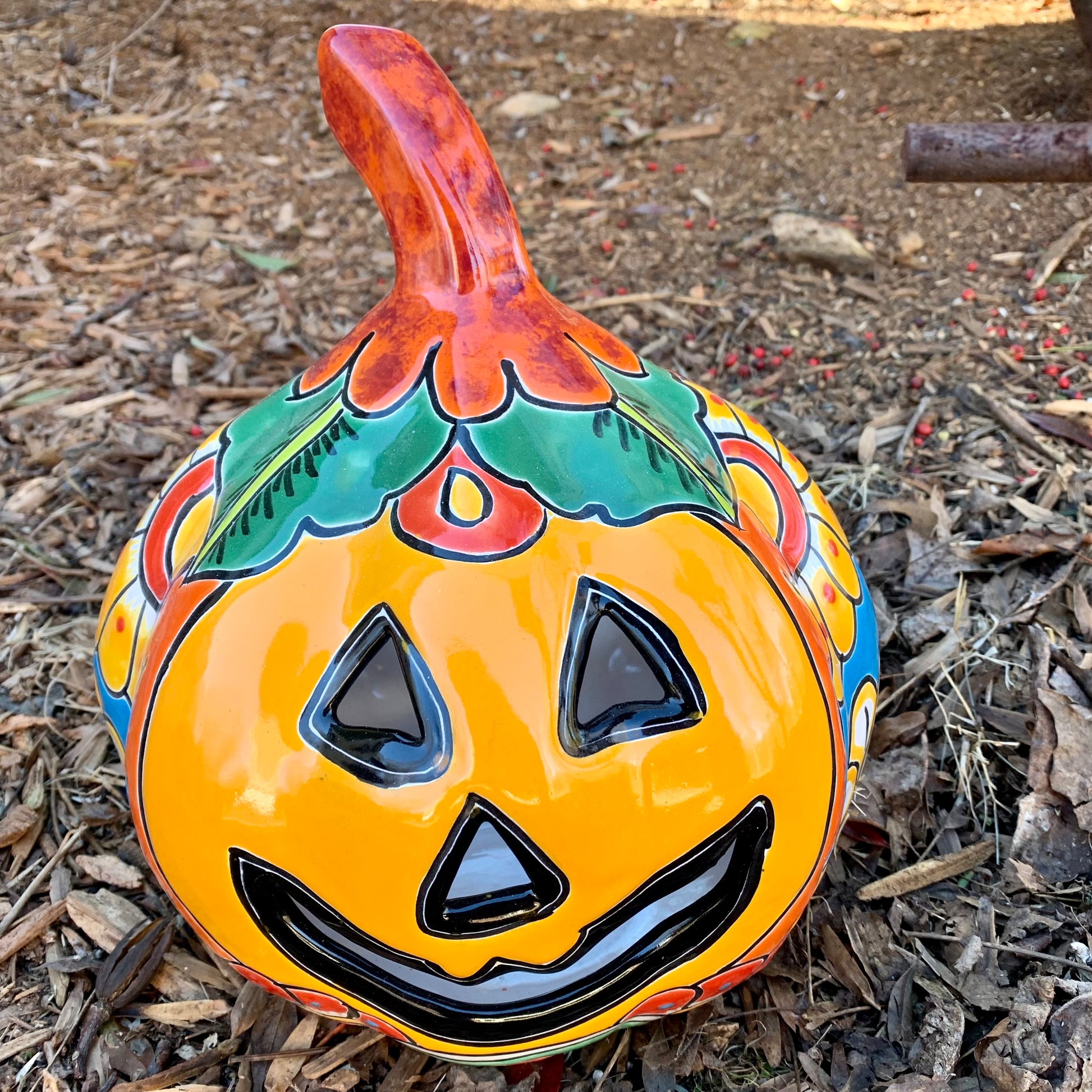 Mexican Talavera pottery pumpkin