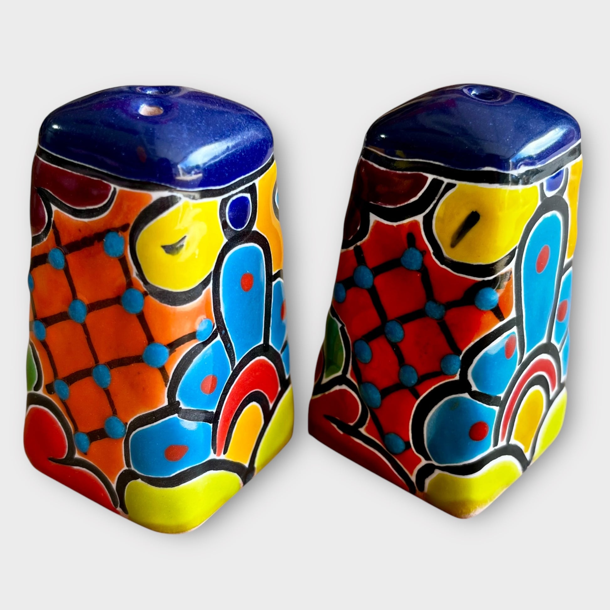 talavera salt and pepper shaker blue azul