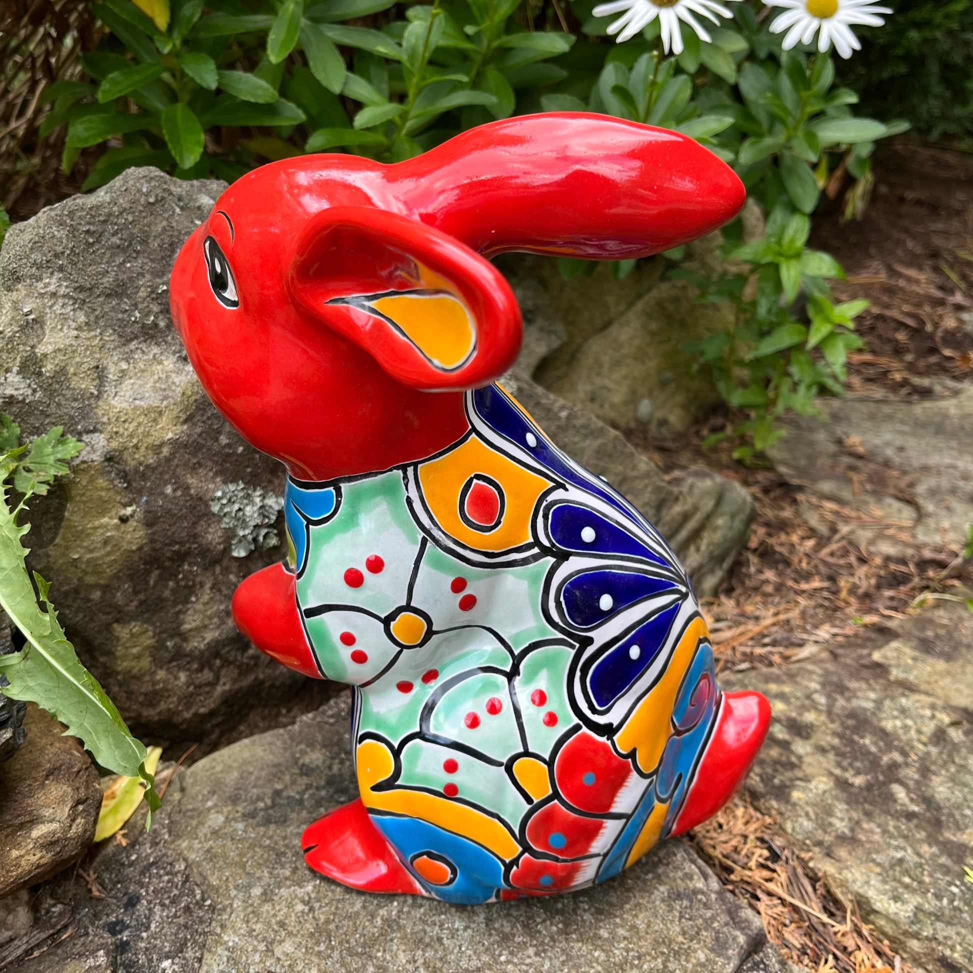 Mexican Talavera Bunny rabbit left side